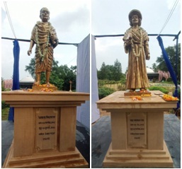 Life size statues of Iswar Chandra Vidyasagar and Raja Rammohan Roy in the premises of the Meghnad Saha Tara Mondal